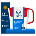 thumbnail image 1 of Brita 6 Cup Small Plastic Water Filter Pitcher, Red, BPA Free with 1 Standard Brita Filter, 1 of 12