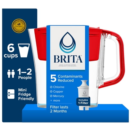 Brita Standard 6-Cup, Red Plastic Water Filtration Pitcher price history and forecast - Brita 50769