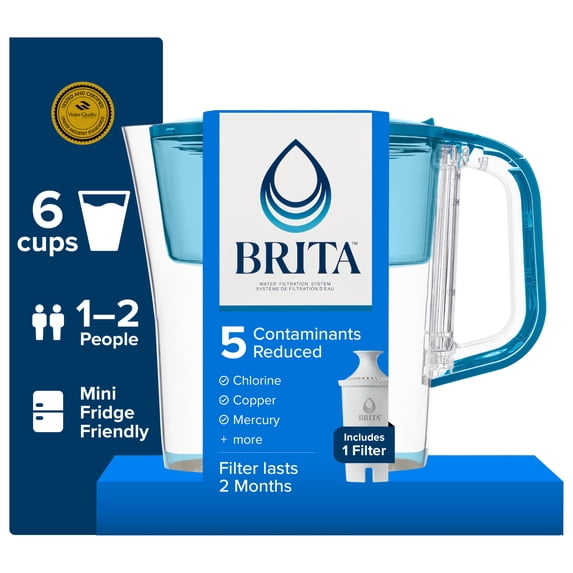 Brita Standard 6-Cup, Teal Plastic Water Filtration Pitcher