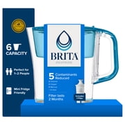 Brita 6 Cup Small Plastic Water Filter Pitcher, Teal, BPA Free with 1 Standard Brita Filter