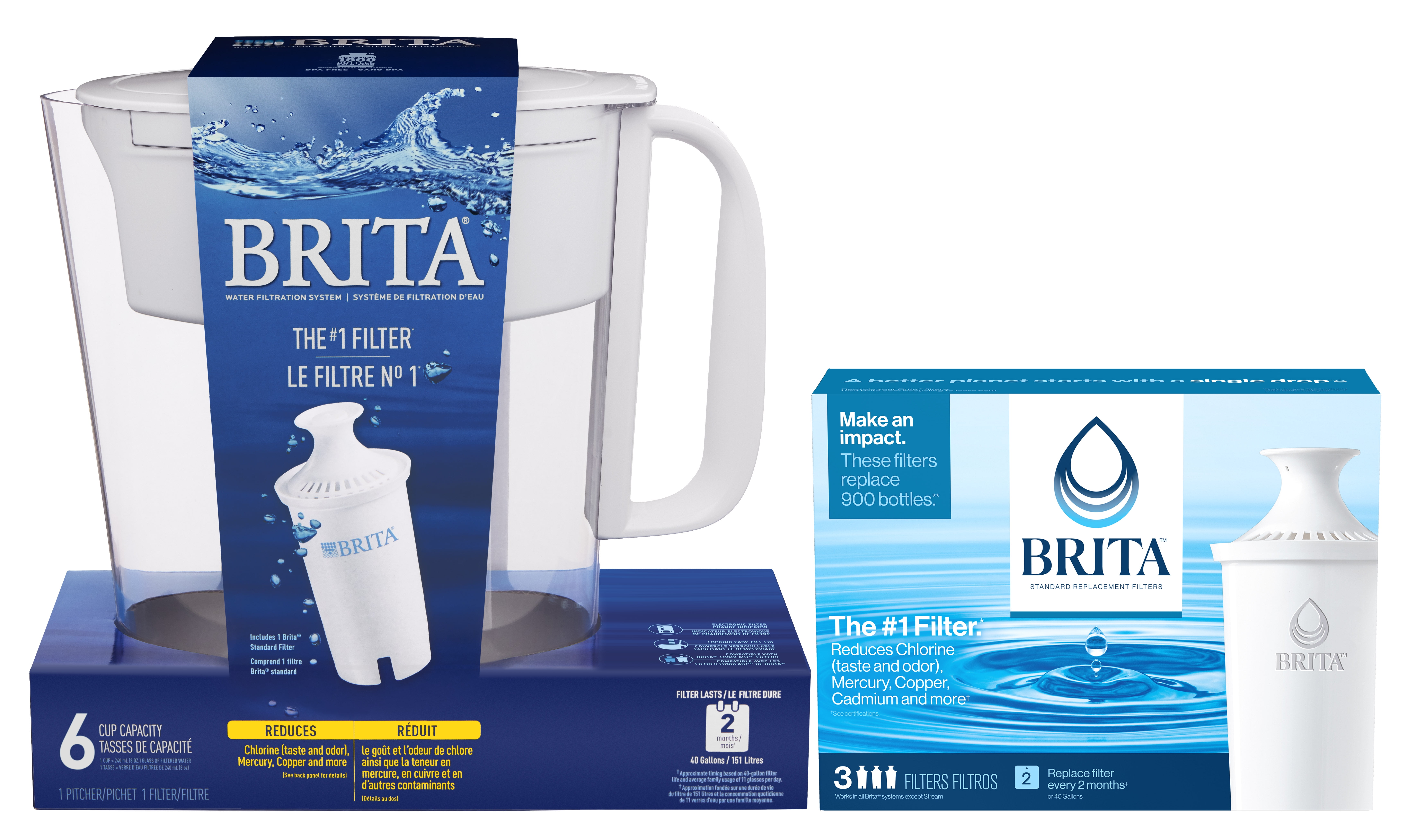 Brita Small Fiery Red 6 Cup Water Filter Pitcher with Standard