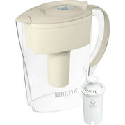 Brita Small Space Saver Plastic 6-Cup Water Filter Pitcher, Almond