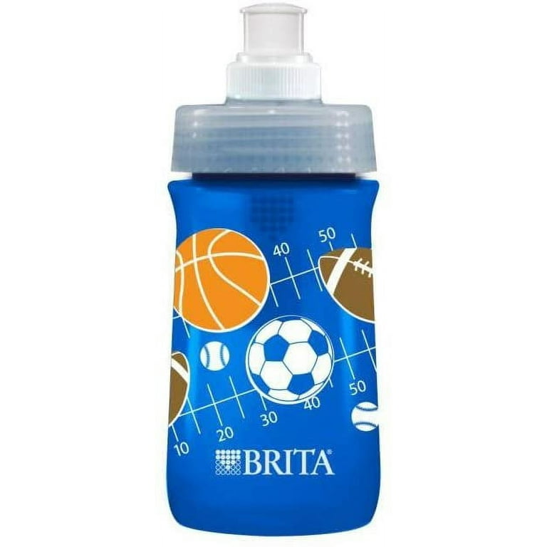 Brita Soft Squeeze Water Filter Bottle For Kids, Navy Blue Sports, 13 Ounce  