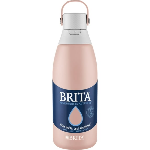 Brita? Stainless Steel Water Bottle with Filter, 32 Ounce Premium Filtered Water Bottle, BPA Free, Rose and assorted colors