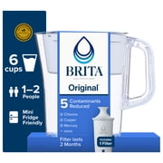 Brita Standard 6-Cup, White Plastic Water Filtration Pitcher