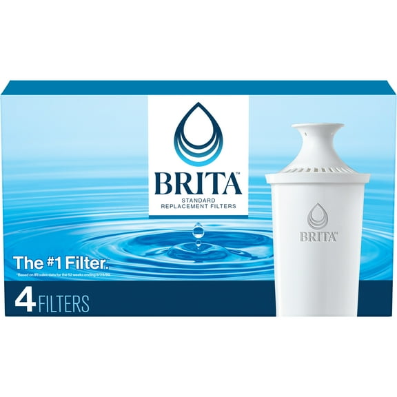 Brita Standard Pitcher and Dispenser Replacement Water Filters, White, 4 count