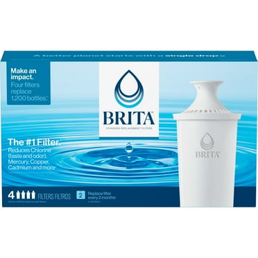 Brita Standard Pitcher and Dispenser Replacement Water Filters, White, 4 count