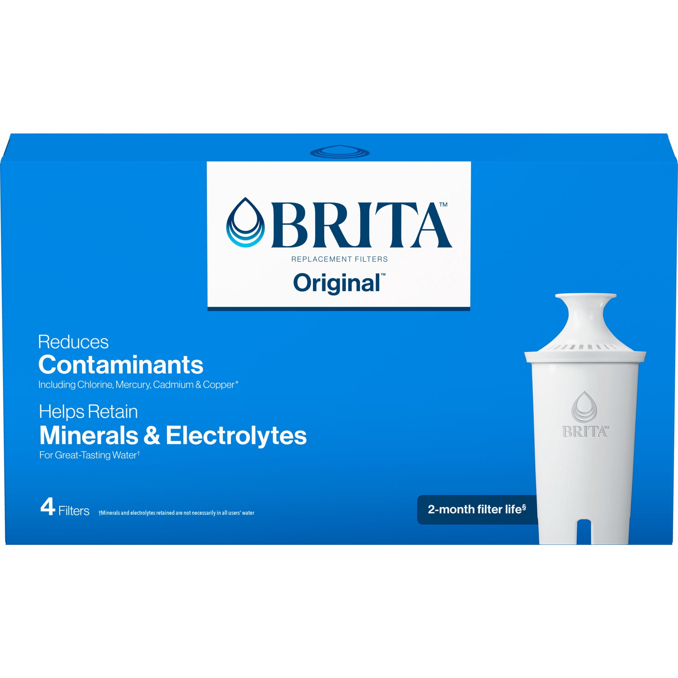 Brita Standard Pitcher and Dispenser Replacement Water Filters, White, 4 count