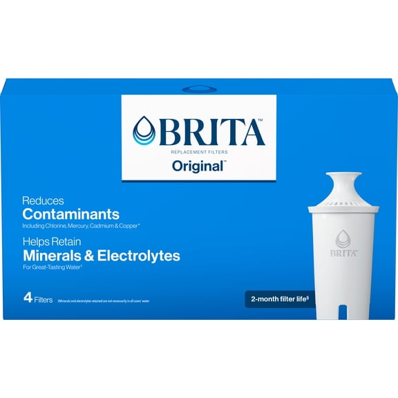 Brita Standard Pitcher and Dispenser Replacement Water Filters, White, 4 count