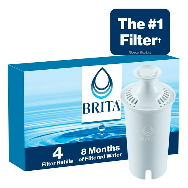 Brita Standard Pitcher and Dispenser Replacement Water Filters, White, 4
