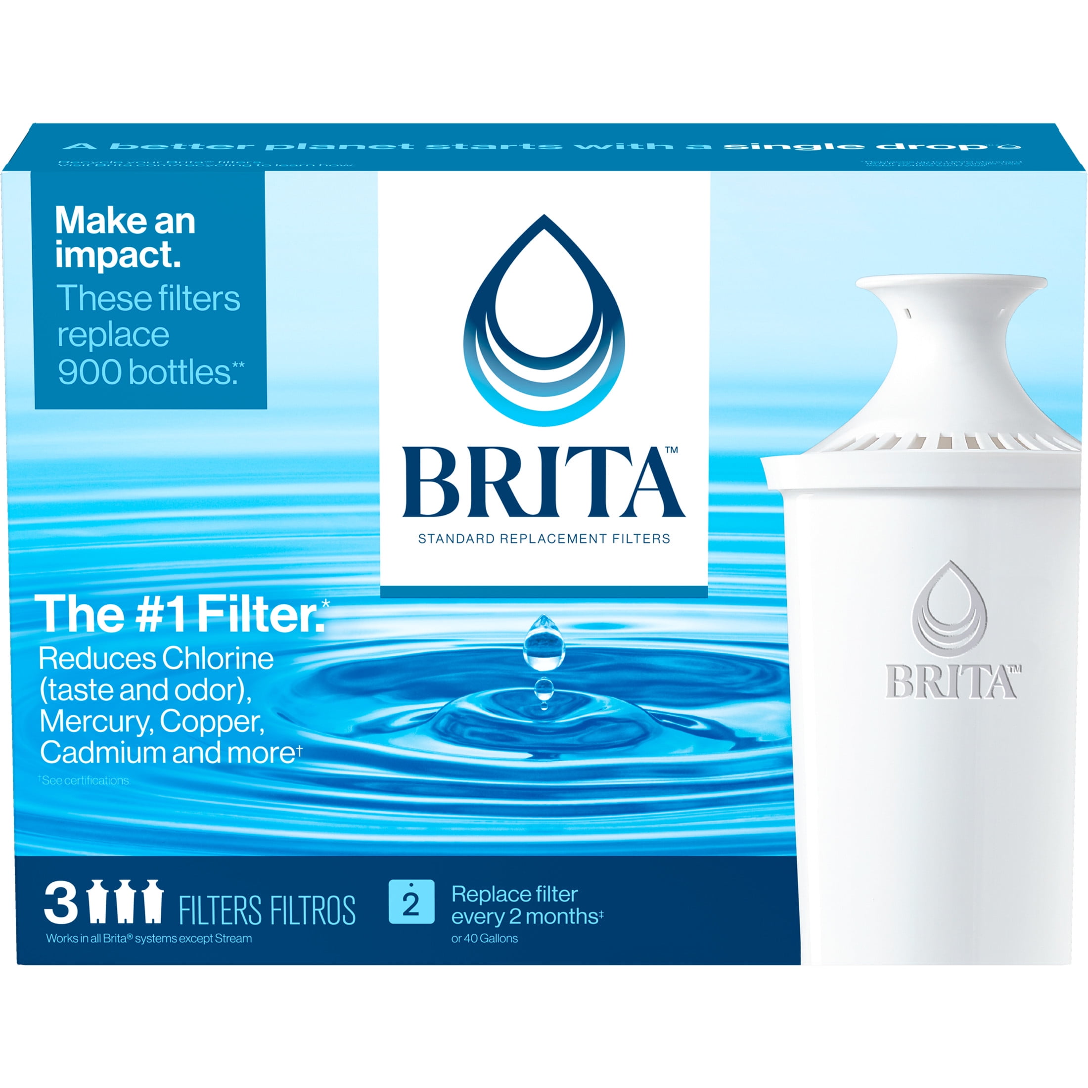 Brita Stream Water Filter System Replacements, BPA Free, 3 Count Brita Stream Water Filter System Replacements, BPA Free, 3 Count
