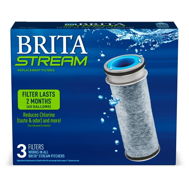 Brita Stream BPA Free Water Filter, Long Lasting Pitcher Replacement