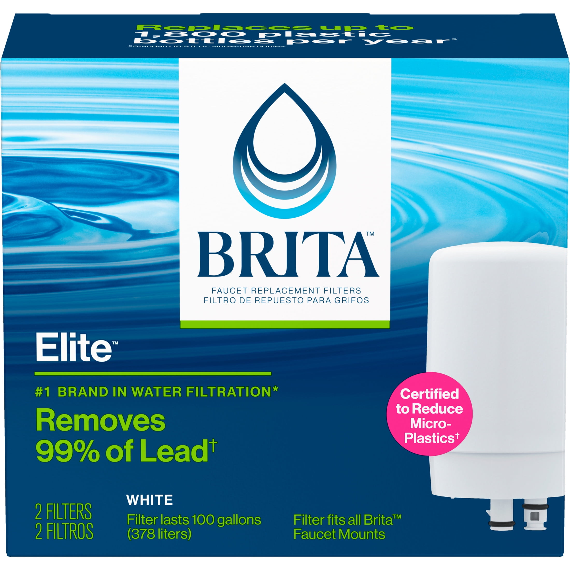 Brita Tap Water Faucet Filter Replacement, 2 Count - White Brita Tap Water Faucet Filter Replacement, 2 Count - White