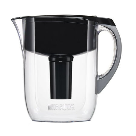 Brita Large 10 Cup Water Filter Pitcher with 1 Standard Filter, BPA Free Grand, Black