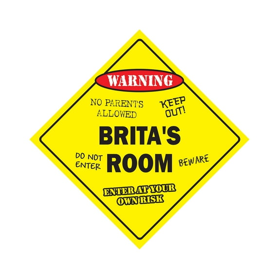 Brita's Room Sign Crossing Zone Xing | Indoor/Outdoor | 12" Tall kids bedroom decor door children's name boy girl