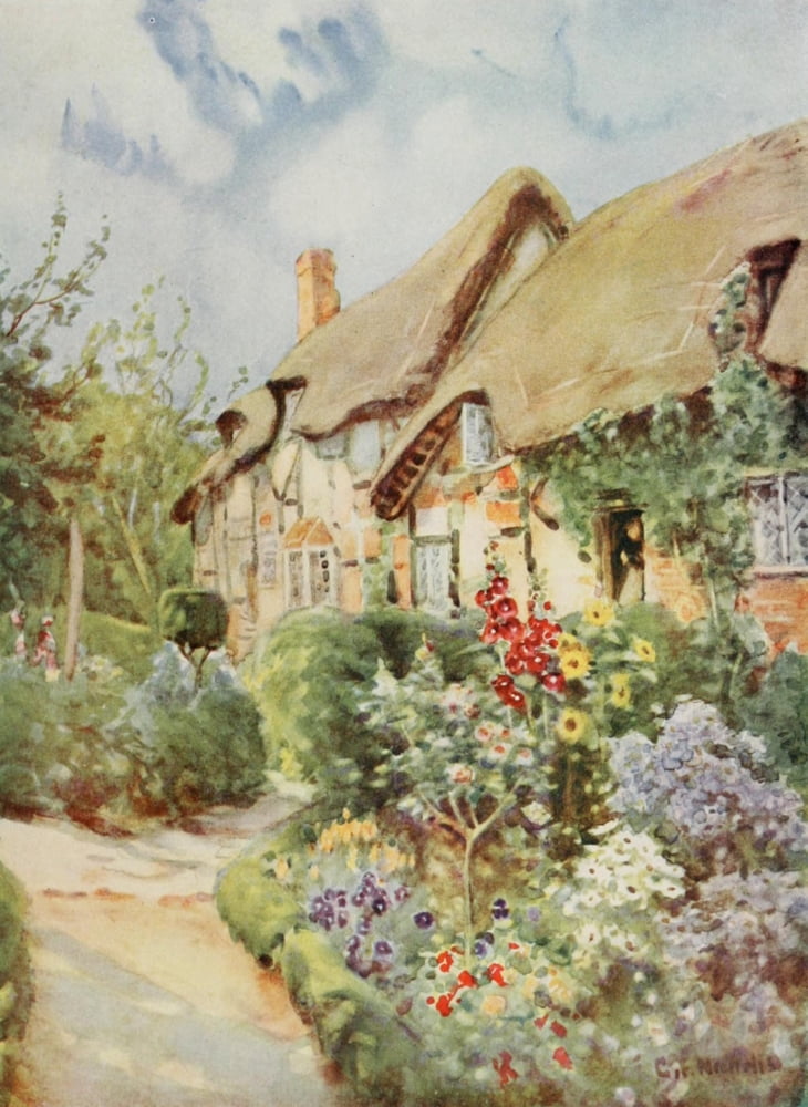 Britain Beautiful 1920 Anne Hathaways Cottage Shottery Warks Canvas Art - George F Nicolls (18 x 24)