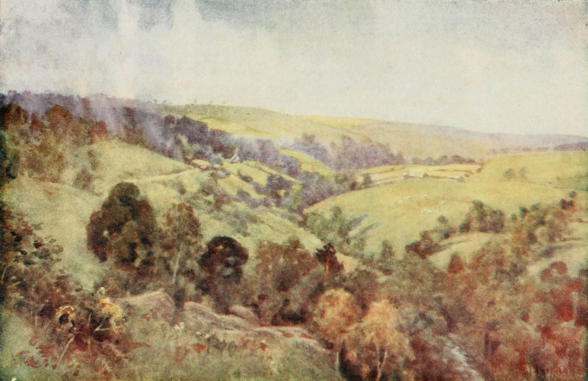 Britain Beautiful 1920 Hills nr Harrogate Canvas Art - George F Niclolls (18 x 24)