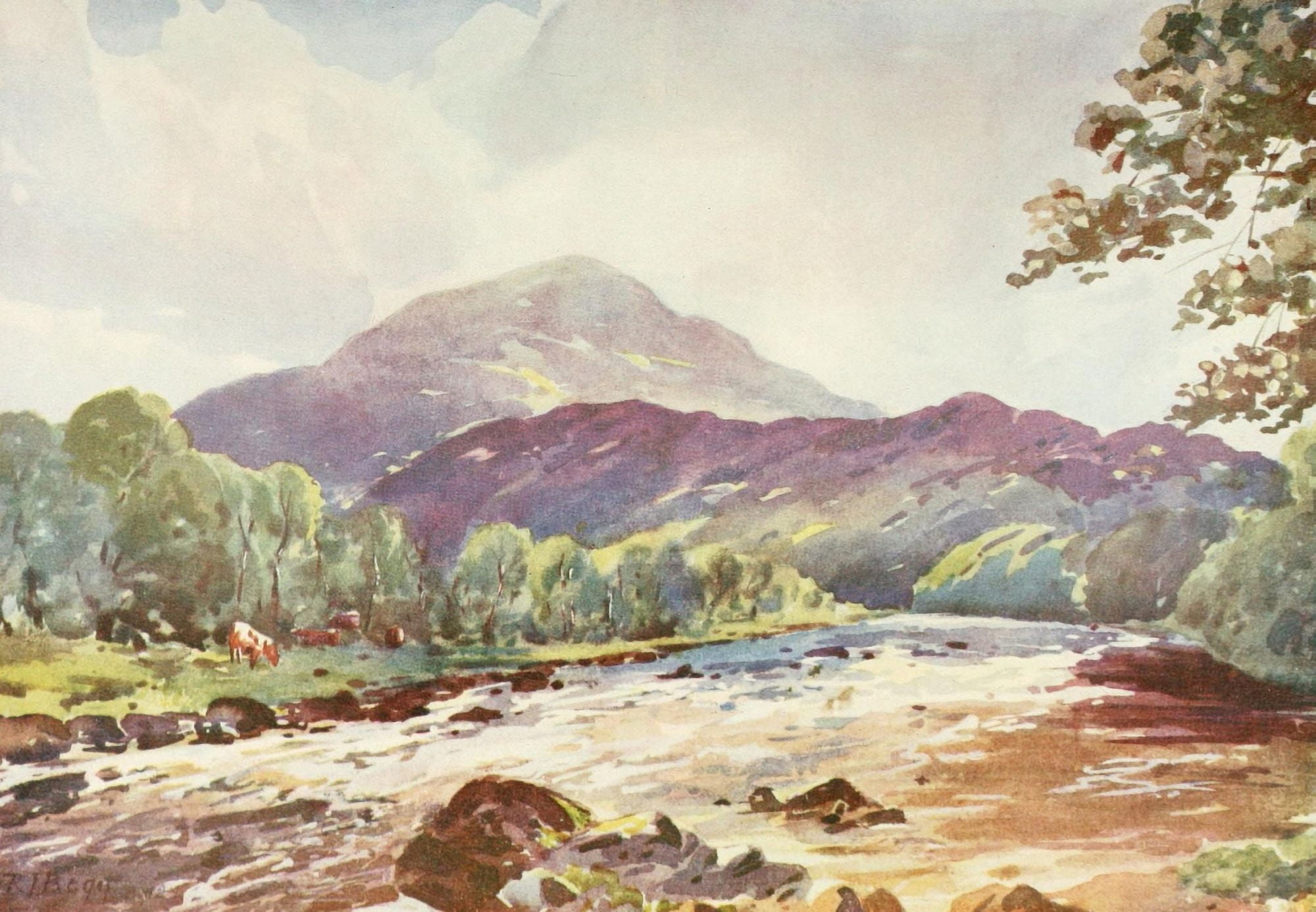 Britain Beautiful 1920 On the Teith nr Callander Perthshire Canvas Art - RJ Begg (18 x 24)