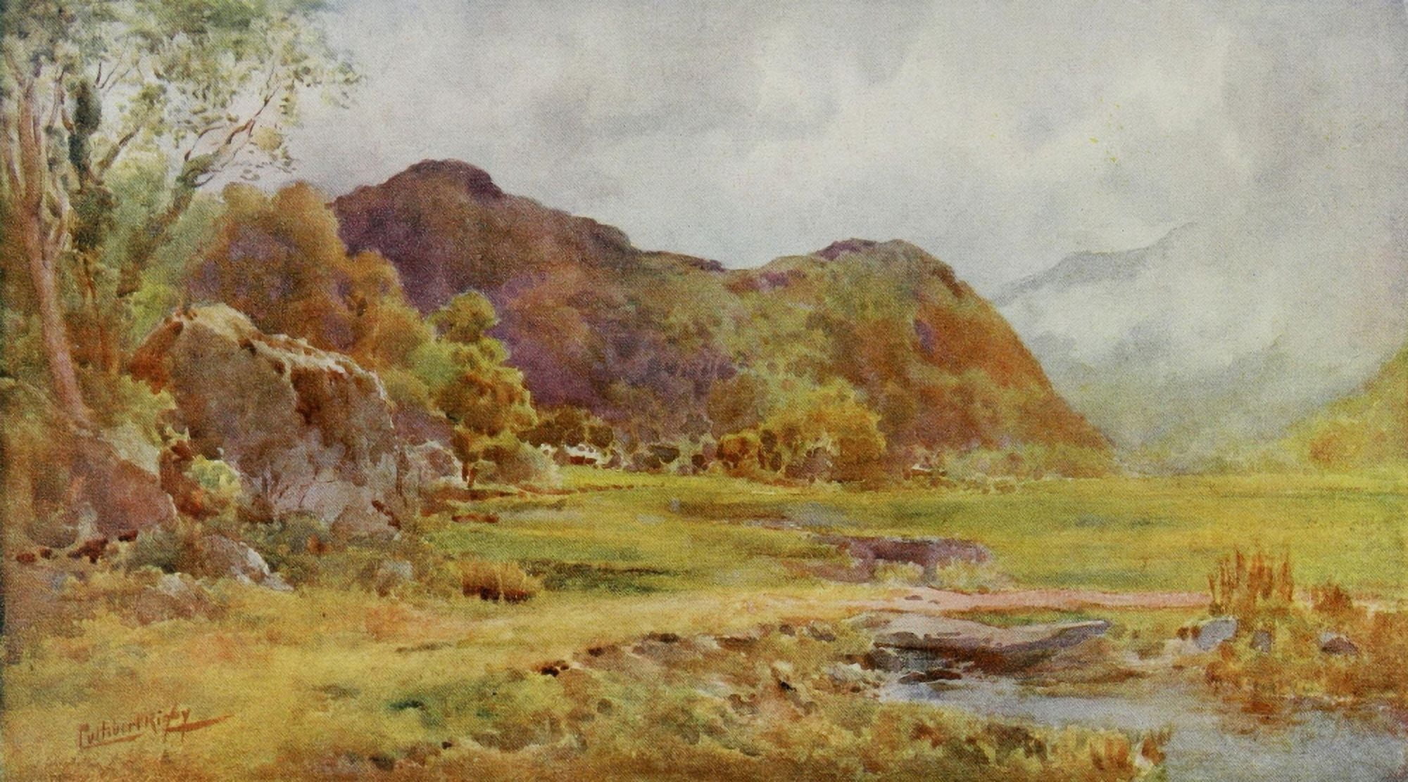 Britain Beautiful 1920 On the marsh near Lodore Cumberland Canvas Art - Cuthbert Rigby (18 x 24)