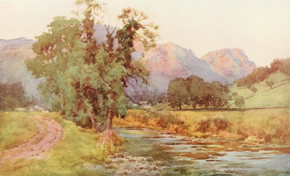 Britain Beautiful 1920 Yewdale Crags Coniston Canvas Art - Cuthbert Rigby (24 x 36)