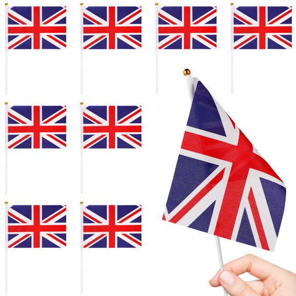 UEETEK 100Pcs Hand Waving Celebration Flags Hand Waving Flag Multi Polyester for Events