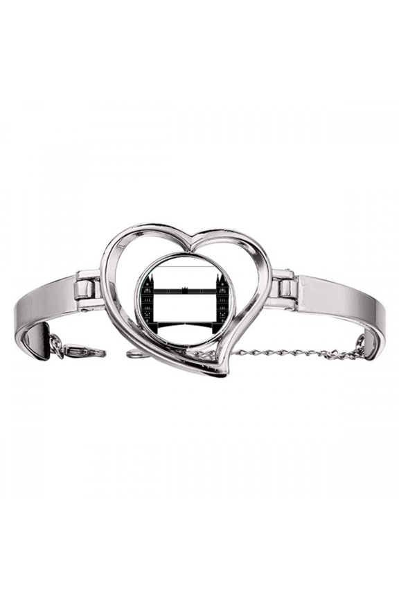 Britain London Tower Bridge Outline UK Bracelet Heart Jewelry Wire Bangle