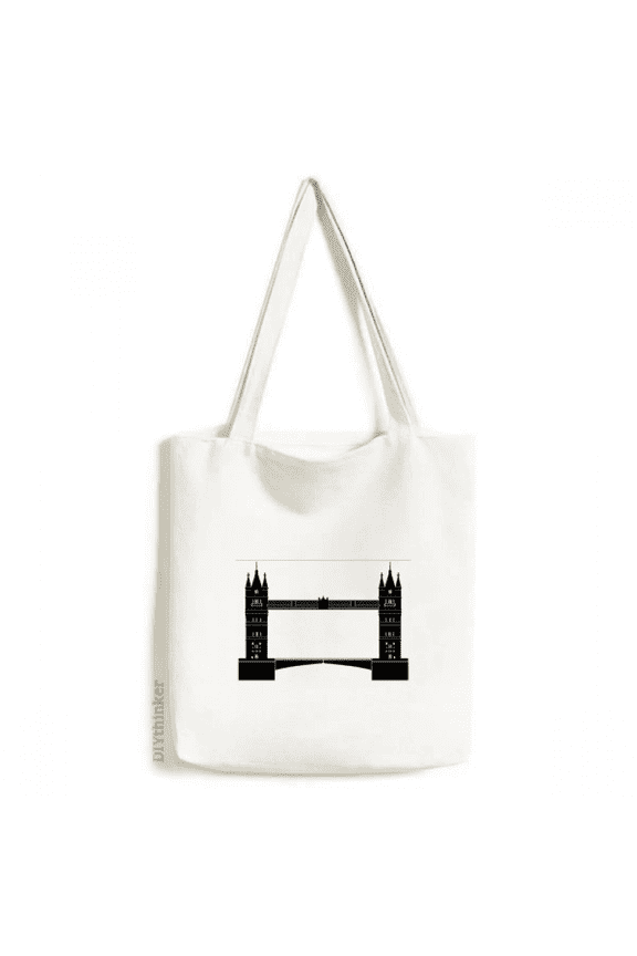 Britain London Tower Bridge Outline UK Tote Canvas Bag Shopping Satchel Casual Handbag