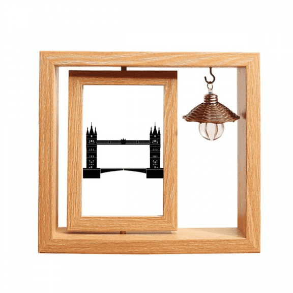 Britain London Tower Bridge Outline UK Wooden Rotating Picture Photo Frame 4x6