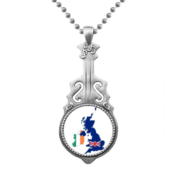 Britain Map Irland Flag Country UK Pendant Jewelry Music Guitar Torque Hangtag