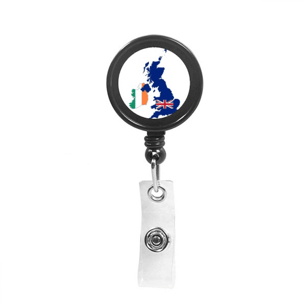 Britain Map Irland Flag Country UK Retractable Keychain Badge Holder ID Badge