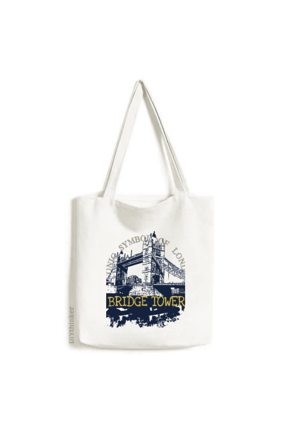 Britain UK London Bridge Tower Graffiti Tote Canvas Bag Shopping Satchel Casual Handbag