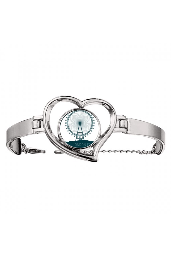 Britain UK London Eye United Kingdom Bracelet Heart Jewelry Wire Bangle