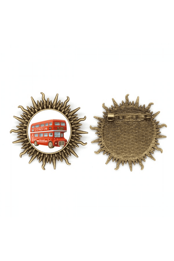Britain UK London Red Double Decker Bus Metall Sonne Brosche Haken Pin