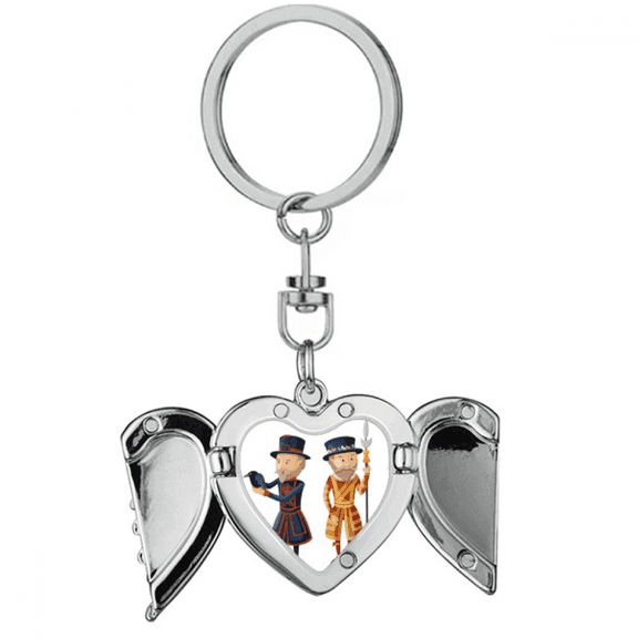 Britain UK London Royal Soldiers Heart Angel Wing Key Chain Holder