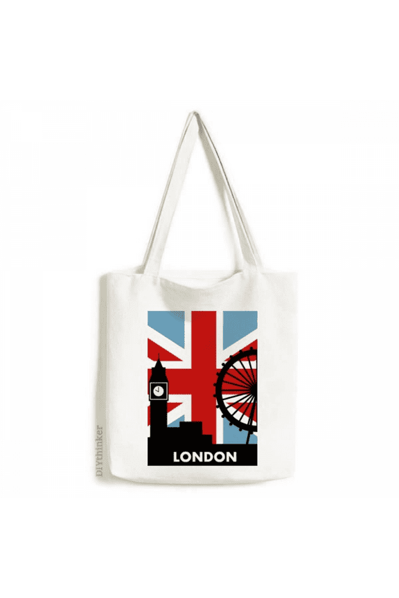Britain Union Jack London Eye Big Ben Flag UK Tote Canvas Bag Shopping Satchel Casual Handbag