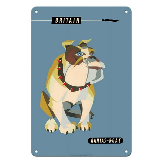 Britain United Kingdom - Qantas Empire Airways - BOAC (British Overseas Airways Corp) - Vintage Airline Travel Poster by Harry Rogers c.1960s - 8 x 12 inch Vintage Metal Tin Sign