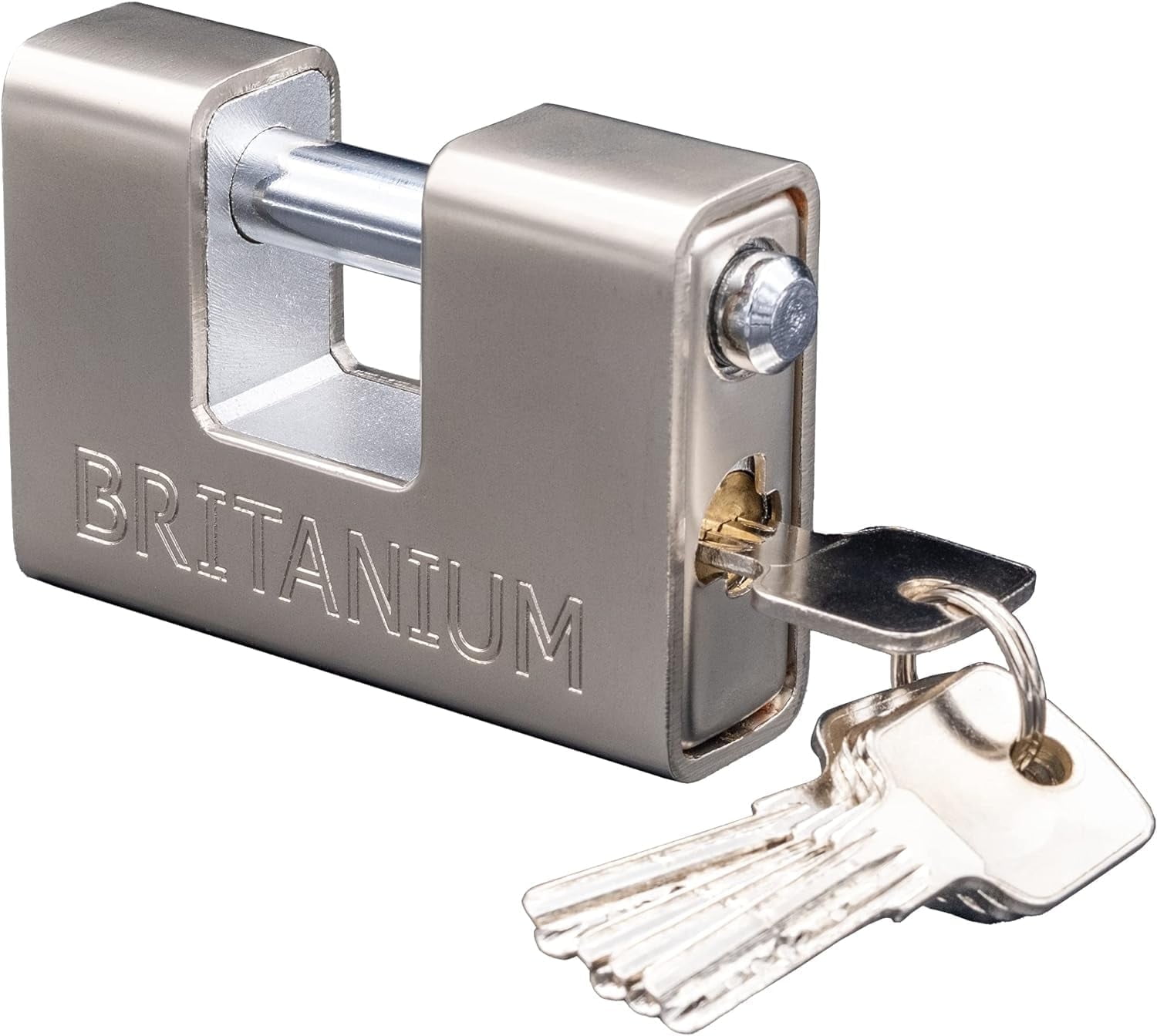 Britanium 84mm Armored Stainless Steel High Security Padlock with 5 Keys