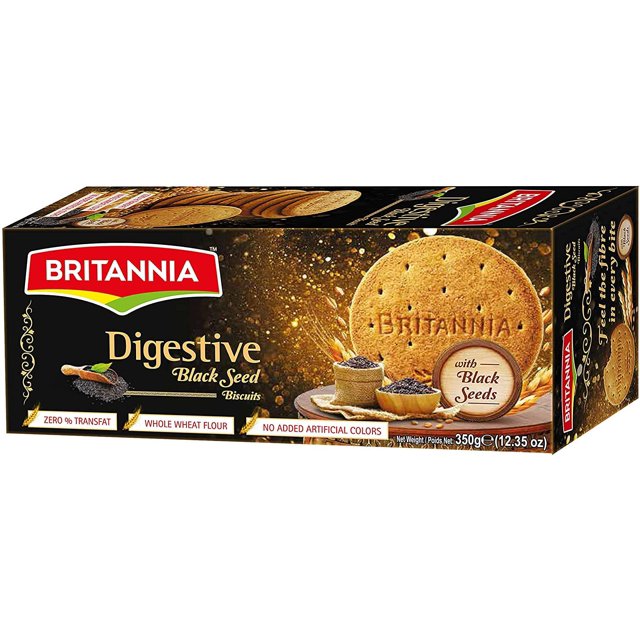 Britannia Black Seed Digestive Biscuits 12.34oz (350g) Whole Wheat Flavor Cookies Healthy