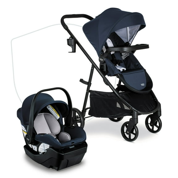 Britax Willow Brook Baby Travel System, Infant Car Seat and Stroller Combo, Navy Glacier