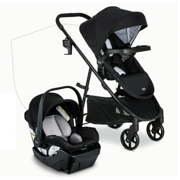 Britax Willow Brook Baby Travel System, Infant Car Seat and Stroller Combo, Onyx Glacier, 25 lb.
