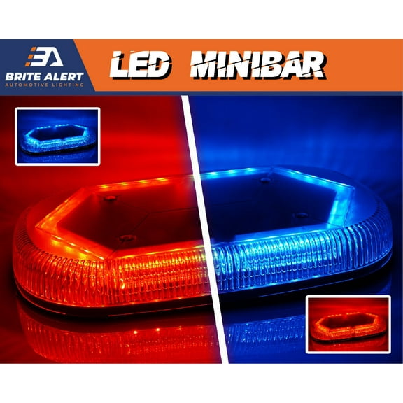 Brite Alert Rooftop Mini Strobe LED Light Bar Bolt Mount Emergency Flash Warning BA-LPF380-RB