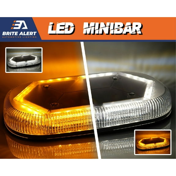 Brite Alert Rooftop Mini Strobe LED Light Bar Magnetic Base Emergency Warning BA-LPF380D-YW