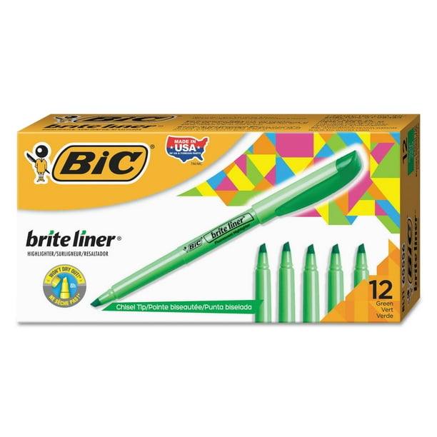 Brite Liner Highlighter, Fluorescent Green Ink, Chisel Tip, Green/Black Barrel, Dozen Brite Liner Highlighter, Fluorescent Green Ink, Chisel Tip, Green/Black Barrel, Dozen