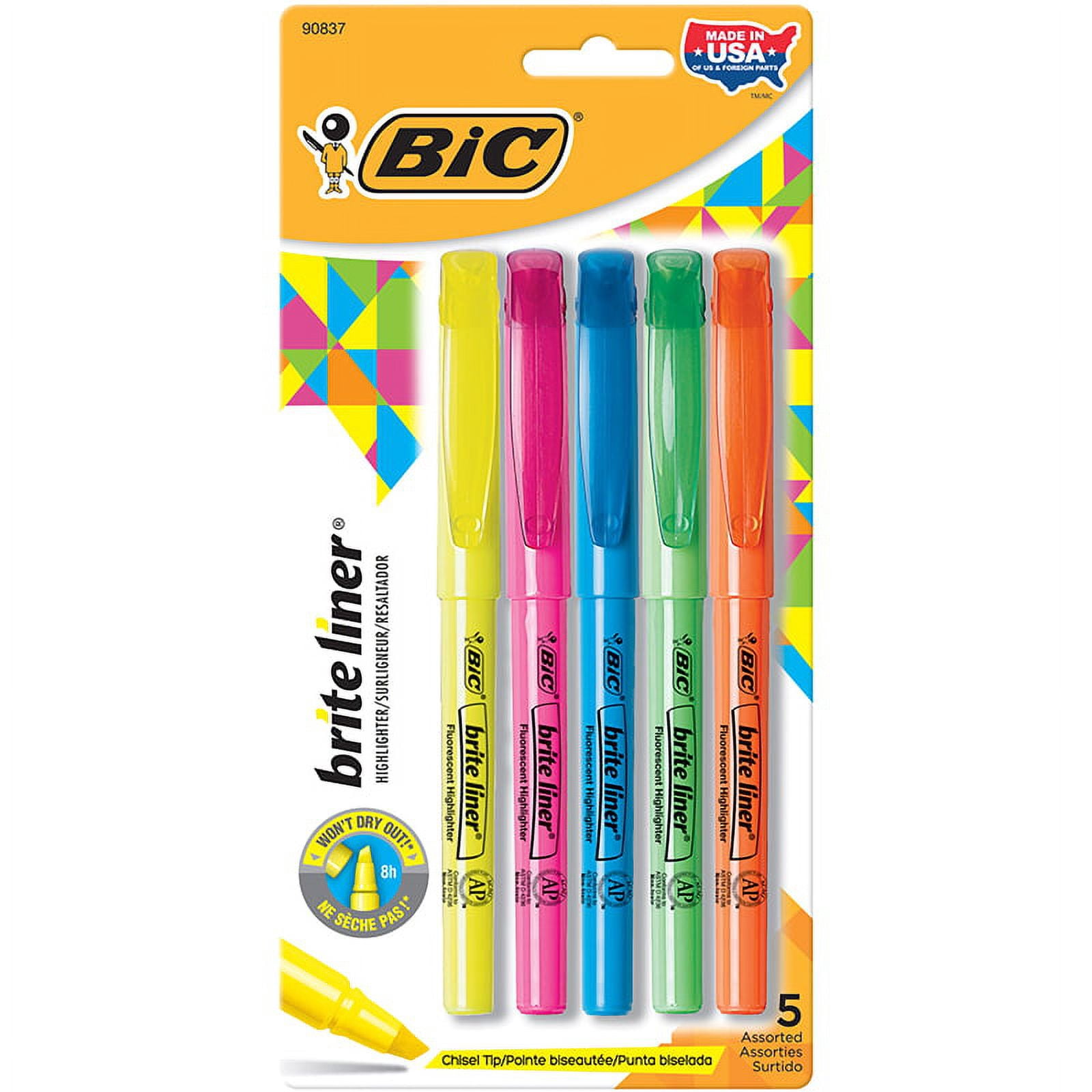 Brite Liner Highlighters, Chisel Tip, Assorted Colors,Pack of 5 | Bundle of 10 Packs