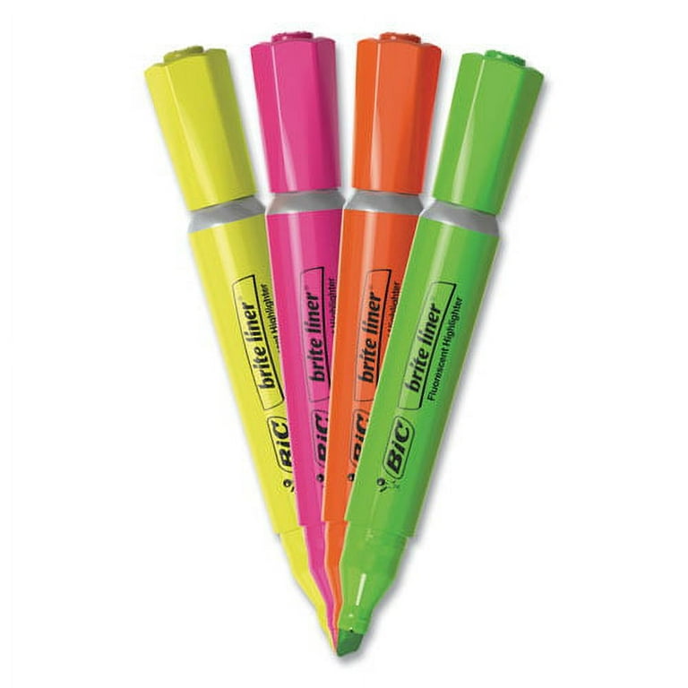 Brite Liner Tank-Style Highlighter, Assorted Ink Colors, Chisel Tip, Assorted Barrel Colors, 4/Set Brite Liner Tank-Style Highlighter, Assorted Ink Colors, Chisel Tip, Assorted Barrel Colors, 4/Set