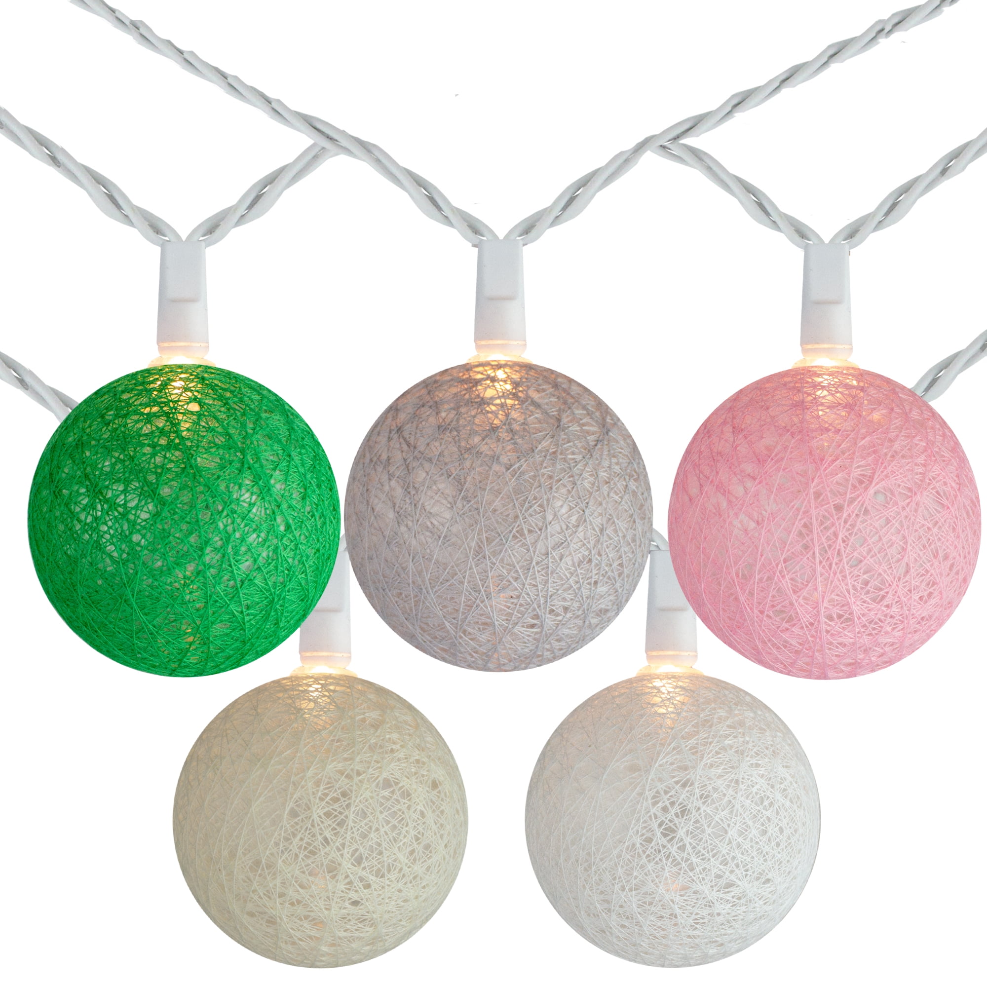 Multi-Color Yarn Ball Globe Lights with Clear Wire for Outdoor Decor