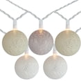 thumbnail image 1 of Brite Star 10 Neutral Tone Yarn Ball Patio Globe Lights - 8.6 ft White Wire, 1 of 3