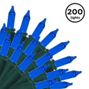 Brite Star 100 Count Mini String Christmas Lights, Blue - 22 feet Indoor/Outdoor Christmas Tree Lights with Green Wire Set of 2