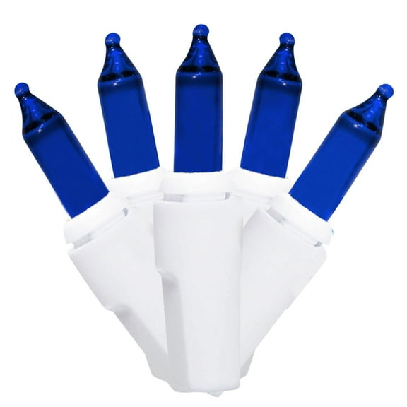 Brite Star 100 Count Mini String Christmas Lights, Blue - 22 feet Indoor/Outdoor Christmas Tree Lights with White Wire