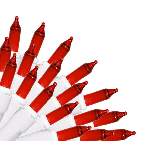 Brite Star 100 Count Mini String Christmas Lights, Red - 22 feet Indoor/Outdoor Christmas Tree Lights with White Wire (Set of 2)